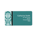 Customizable Teal Damask Address Labels
