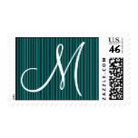 Customizable Teal Monogram Postage Stamps