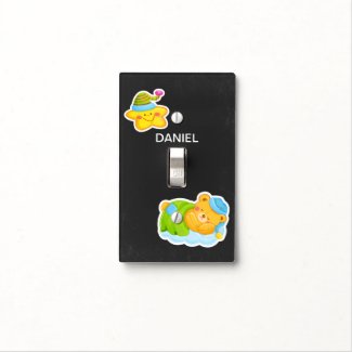 Customizable Teddy Bear And Moon Childrens Light Switch Cover