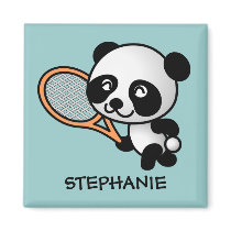 Customizable Tennis Playing Panda Magnet