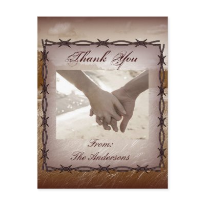 Customizable Thank You Card for a Country Wedding Postcards