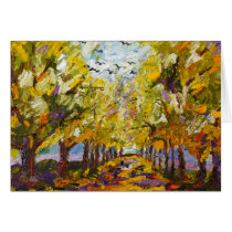 thanksgiving, autumn, holidays, greeting cards, fine art&#39;, oil painting, ginette, trees, forest, autumn colors, nature, landscape, landscapes, Card with custom graphic design