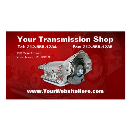 CUSTOMIZABLE Transmission Repair Business Card (front side)