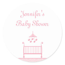 Customizable trendy chic pink baby shower stickers