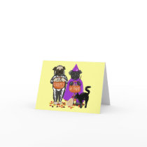 Customizable Trick or Treat Halloween Pugs Cards by designsbydandy Customizable Trick or Treat Halloween Pugs Cards