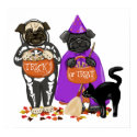 Customizable Trick or Treat Halloween Pugs Posters posters