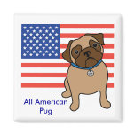 Customizable USA Flag Pug Magnets