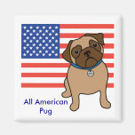 Customizable USA Flag Pug Magnets