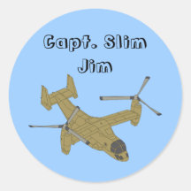 Customizable V-22 Osprey In Flight Design Round Sticker