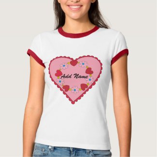 Customizable Valentine Heart Ladies Ringer shirt