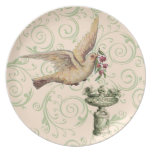Customizable Vintage Dove Swirl Plates