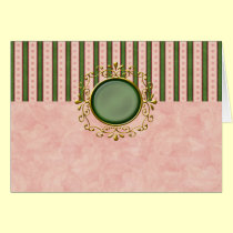 Customizable Vintage Stripe, Solid PInk Cards...