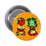 Customizable Vintage Vegetable Couple Buttons