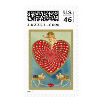 Customizable Vintage Woven Heart and Cherubs postage