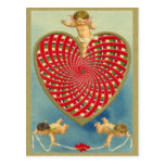 Customizable Vintage Woven Heart and Cherubs Postcard