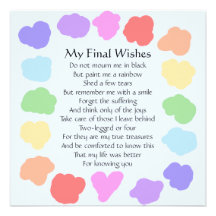 Customizable Wake / Memorial -- Rainbow Poem Personalized Invite
