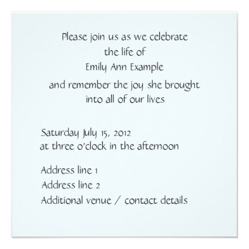 Customizable Wake / Memorial -- Rainbow Poem Personalized Invite