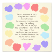 Customizable Wake / Memorial -- Rainbow Poem Personalized Invites