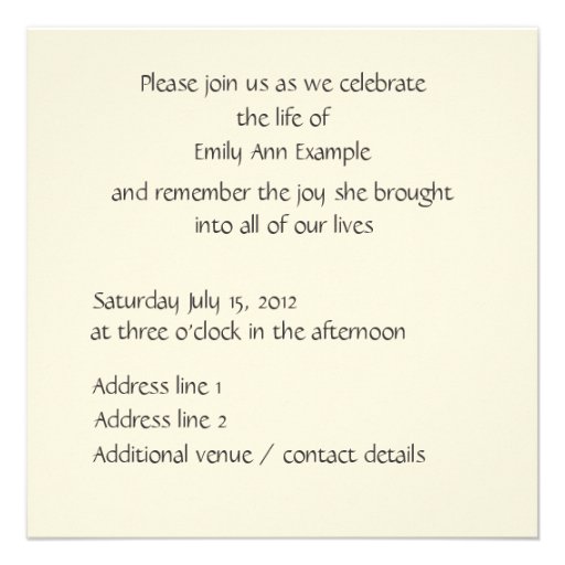 Customizable Wake / Memorial -- Rainbow Poem Personalized Invites