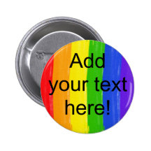 Customizable Watercolor Rainbow Pinback Button