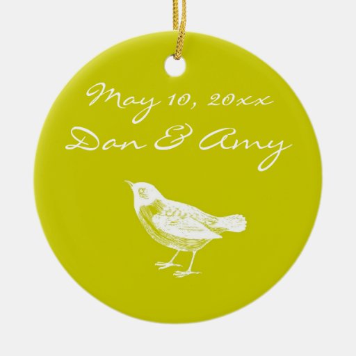 Customizable Wedding Mustard Yellow Bird Ornament Zazzle