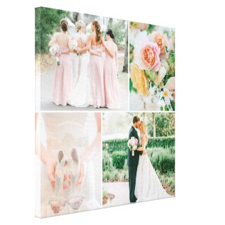 Customizable Wedding Photo Collage Stretched Canvas Print