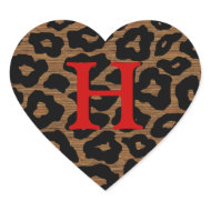 Customizable Wood Leopard Heart sticker