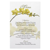 Customizable Yellow Orchids Wedding Menu Card Flyers