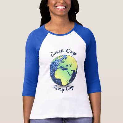 Customize Earth Day Every Day blue sparkles Globe T Shirt