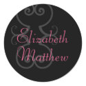 Customize First Names Elegant Black Seal Sticker