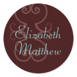 Customize First Names Elegant Brown Seal Sticker