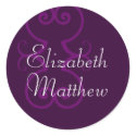 Customize First Names Elegant Purple Seal Sticker