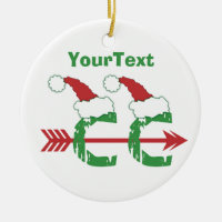 CUSTOMIZE Funny Christmas © Cross Country 1-sided Double-Sided Ceramic Round Christmas Ornament