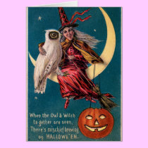 Customize Halloween Witch Greetings Card cards