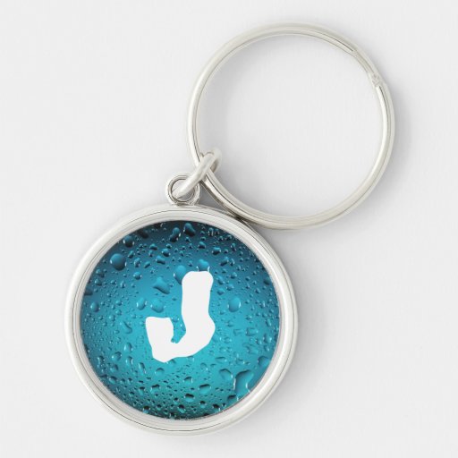 Customize initial Cool water drops blue keychain