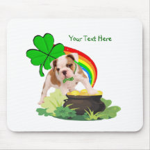 Customize It! - Bulldog Puppy St. Patrick's Day Mousepad