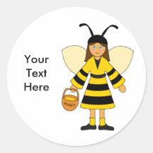 Customize Me -- Girl in Bee costume Round Stickers