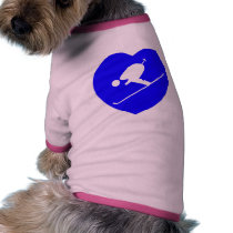 Customize Me! I Love Skiing Blue Heart Dog T-Shirt pet clothing