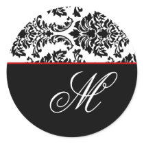 Customize Monogram Baroque Black and Red stickers
