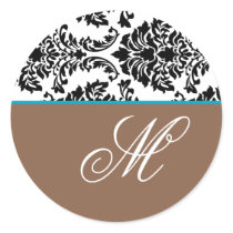 Customize Monogram Baroque Brown/Aqua Blue stickers