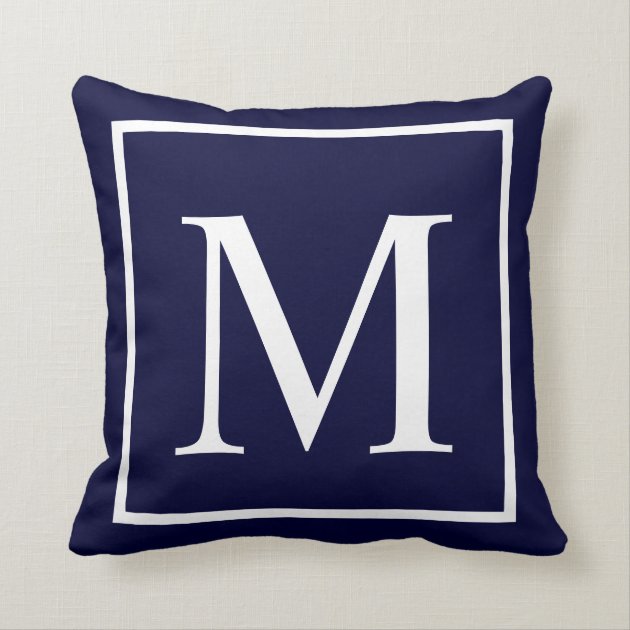 Customize monogram on navy blue pillows-0