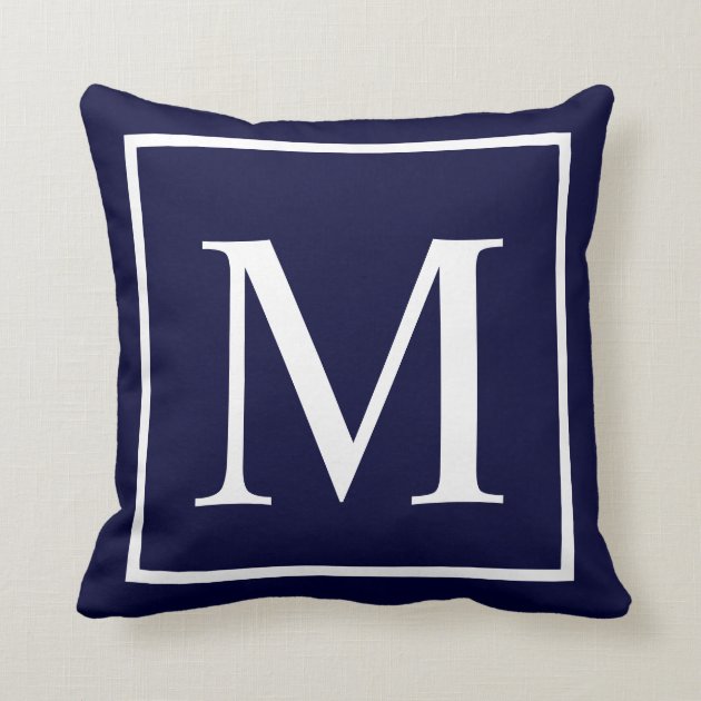 Customize monogram on navy blue pillows