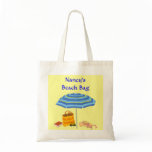 Customize Name Beach Umbrella  Scene Tote Bag