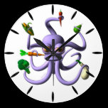 Customize Octopus juggles food clock by Valxart wall clocks