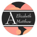 Customize Orange Black Last and First Name Sticker sticker