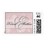 Customize pink and gray wedding postage