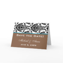 Customize Save The Date Baroque Brown Aqua Blue cards by TheWeddingShoppe Customize Save The Date Baroque Brown Aqua Blue cards