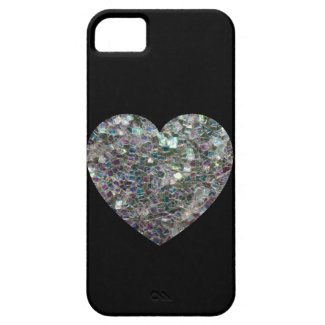 Customize Sparkly colourful silver mosaic Heart iPhone 5 Case