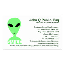 Customize These Happy Alien Business Cards Smile!