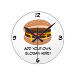 Customize this Hamburger graphic Round Wallclocks